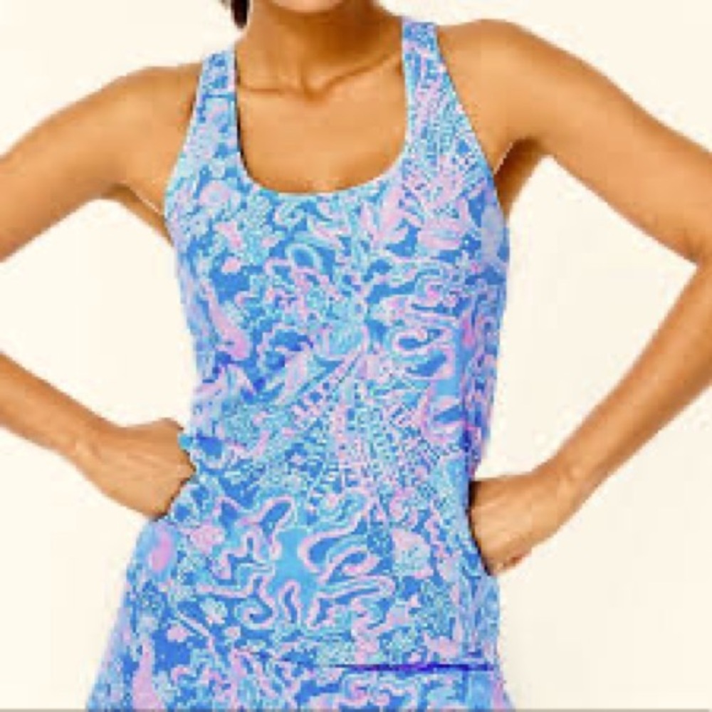 Lilly Pulitzer UPF 50+ Luxletic Mina Bra Tank Top Boca Blue Sea XS
